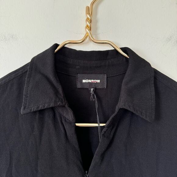 NWT Monrow Black Crepe Zip Up Romper XS - Picture 8 of 10